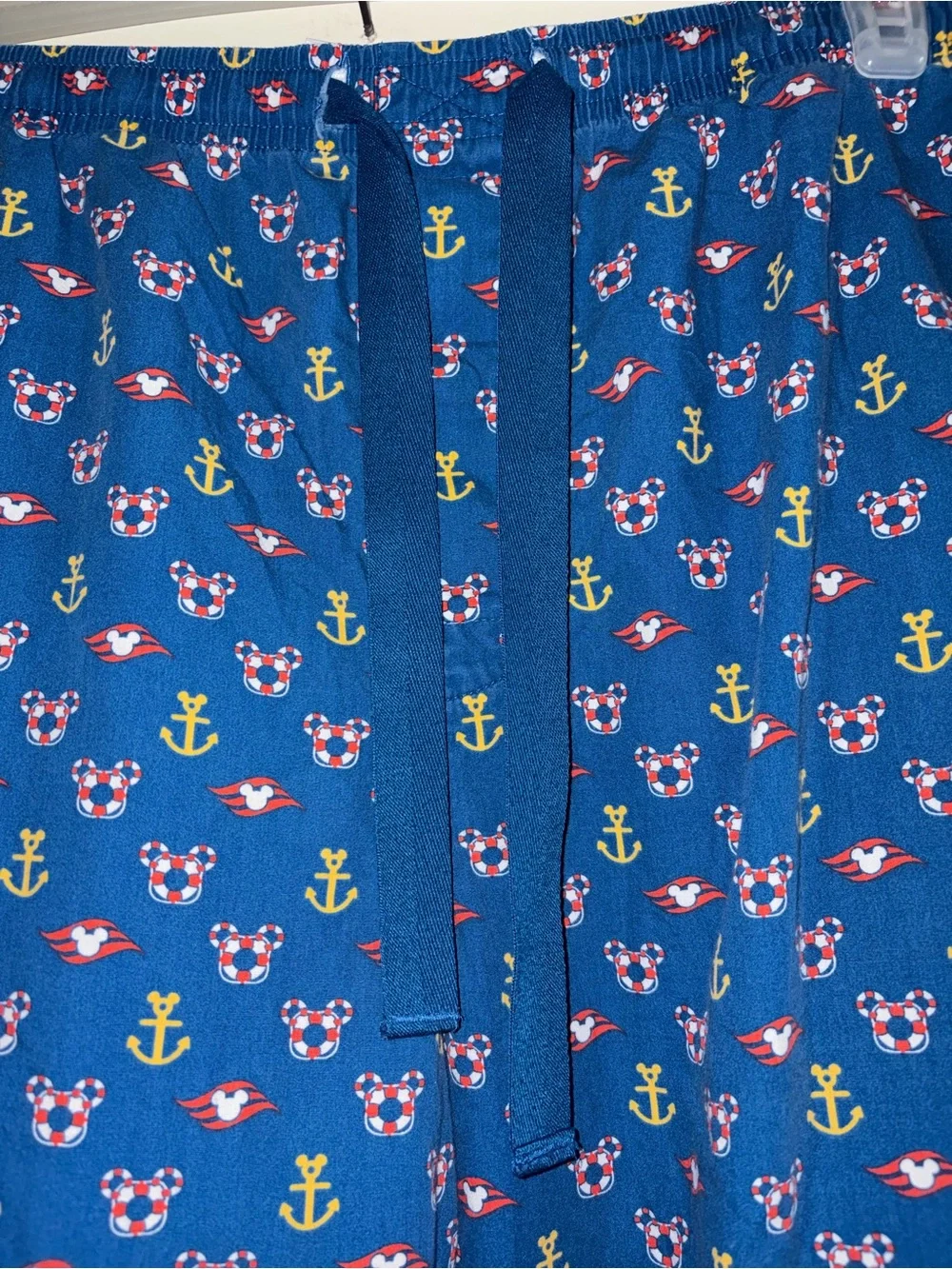 Disney Cruise Line Pajama Pants Blue Mickey Mouse Anchor Nautical Lounge Size L